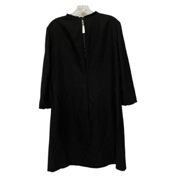 Kate Spade Size 12 Crewneck 3/4 Ruffle Cuff Sleeve Black Dizzy Dress - Picture 3 of 5